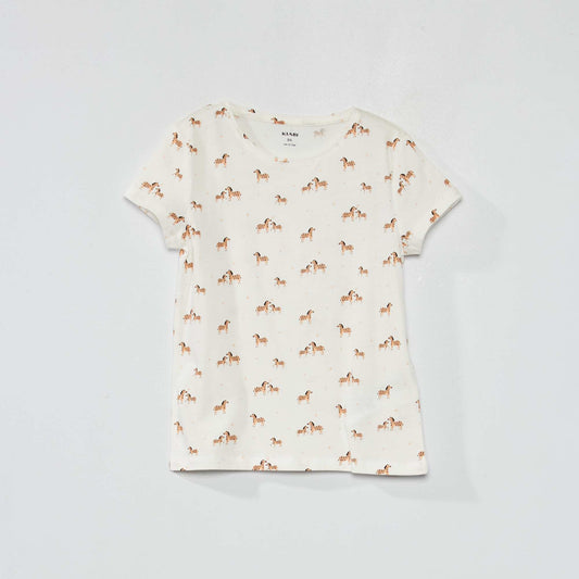 T-shirt motif manches courtes Blanc