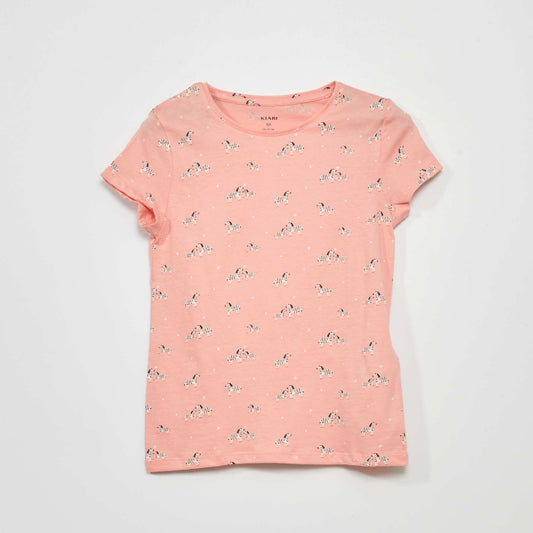 T-shirt motif manches courtes Rose