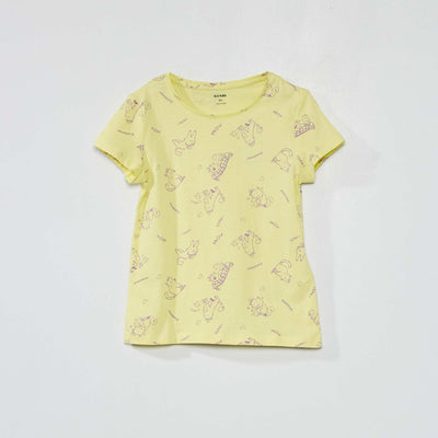 T-shirt motif manches courtes Jaune