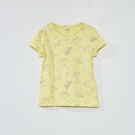 T-shirt motif manches courtes Jaune