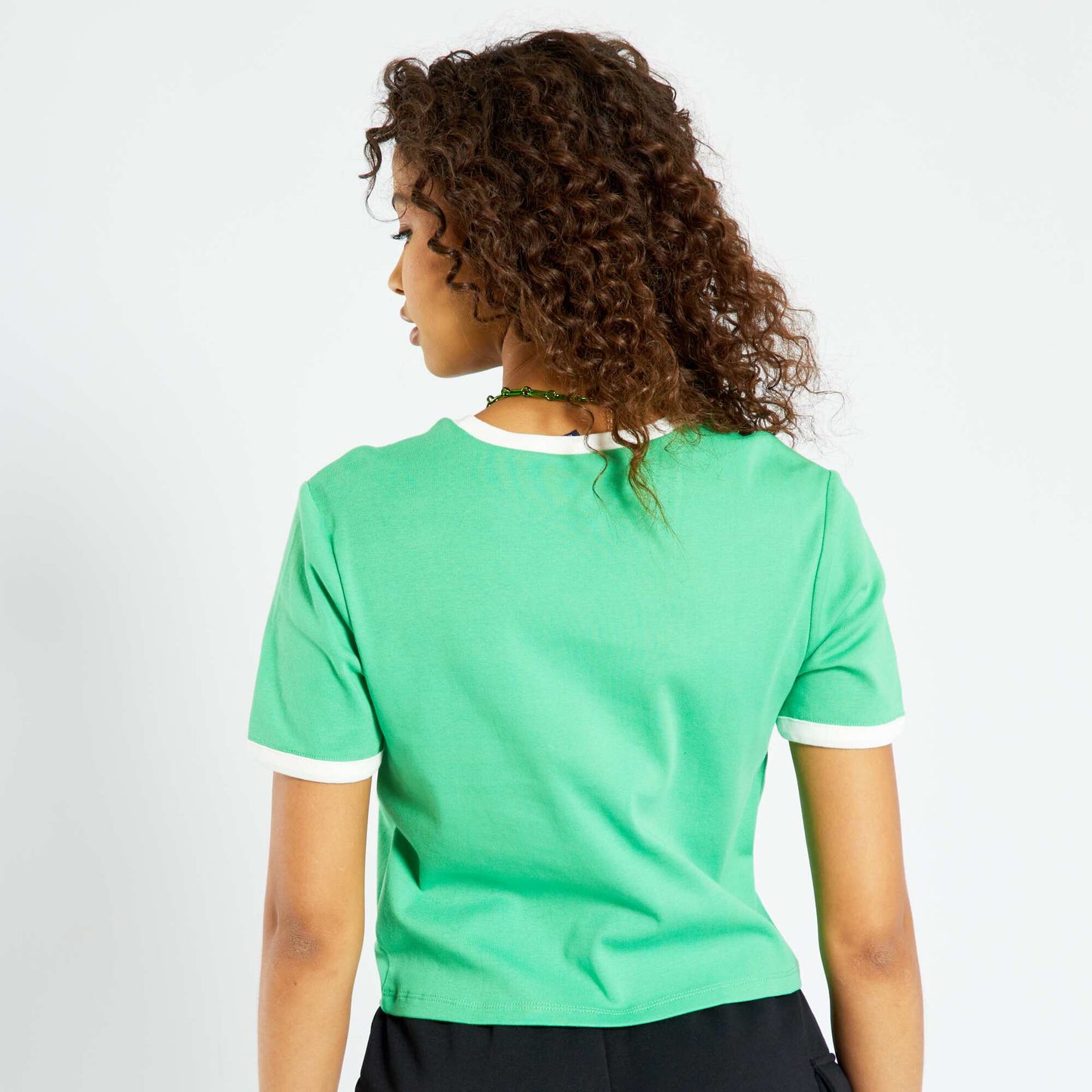 T-shirt cropped en jersey avec imprim 'New York' Vert