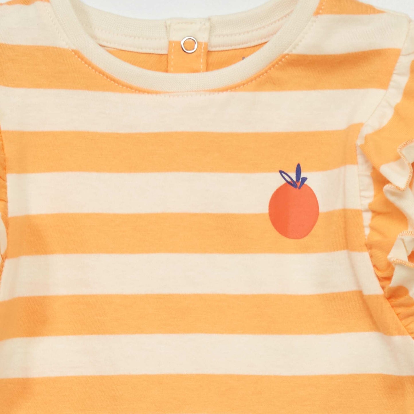 T-shirt manches courtes avec volants Blanc/orange