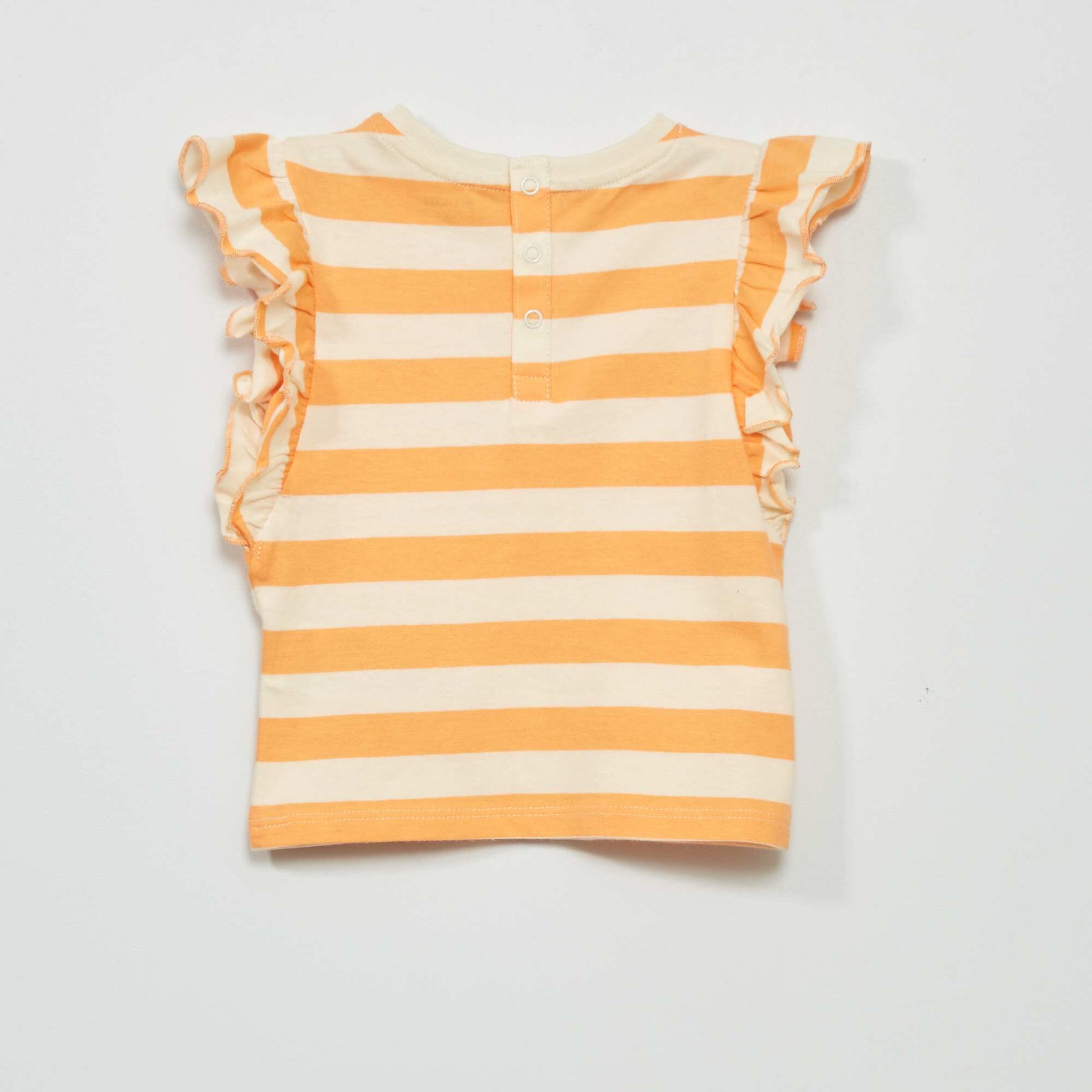 T-shirt manches courtes avec volants Blanc/orange