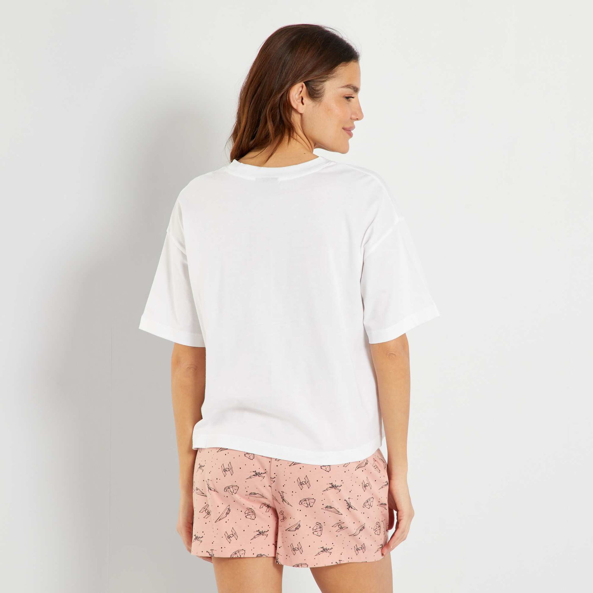 Ensemble pyjama short 'Star Wars' - 2 pi ces Blanc/rose