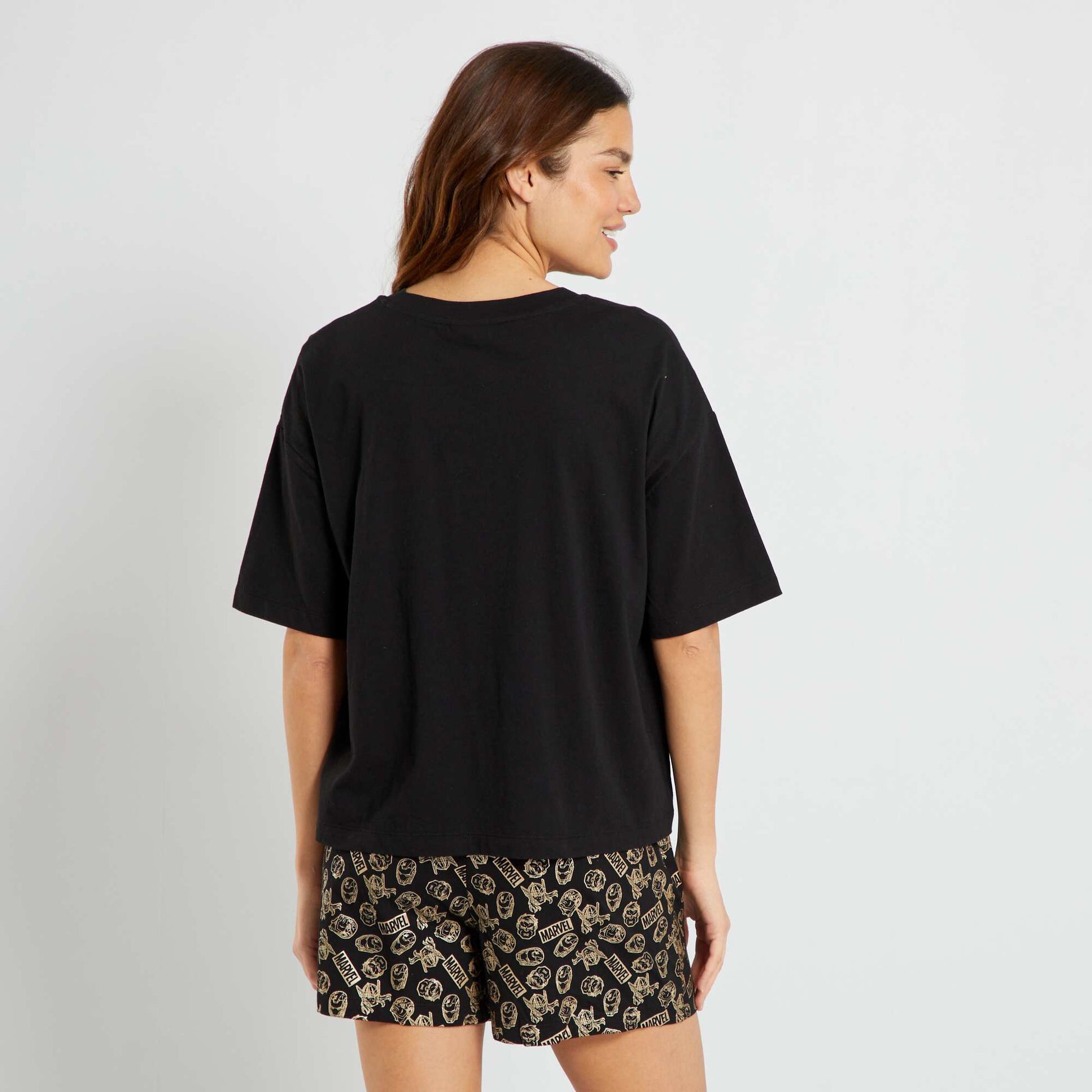 Ensemble pyjama short 'Marvel' - 2 pi ces Noir