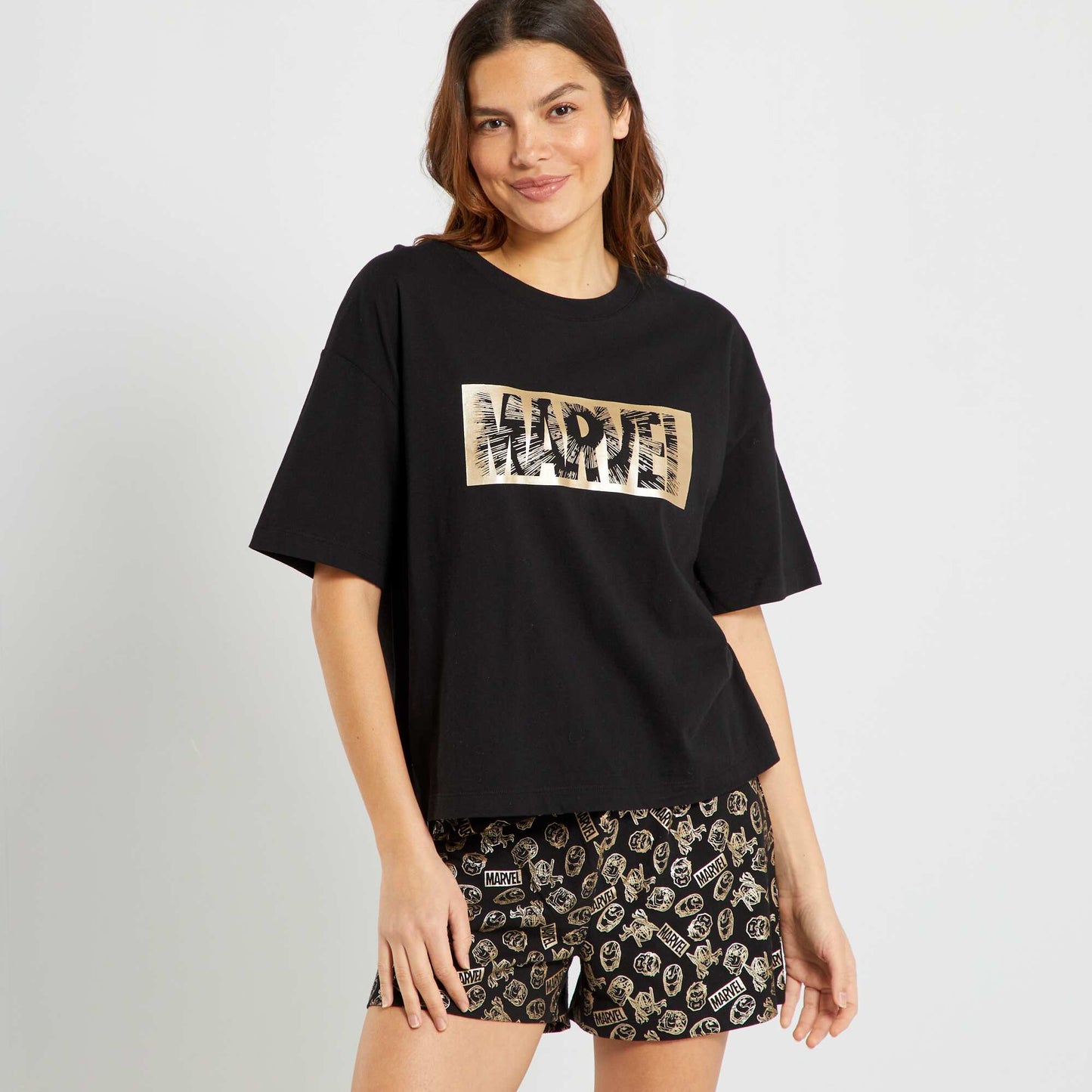 Ensemble pyjama short 'Marvel' - 2 pi ces Noir
