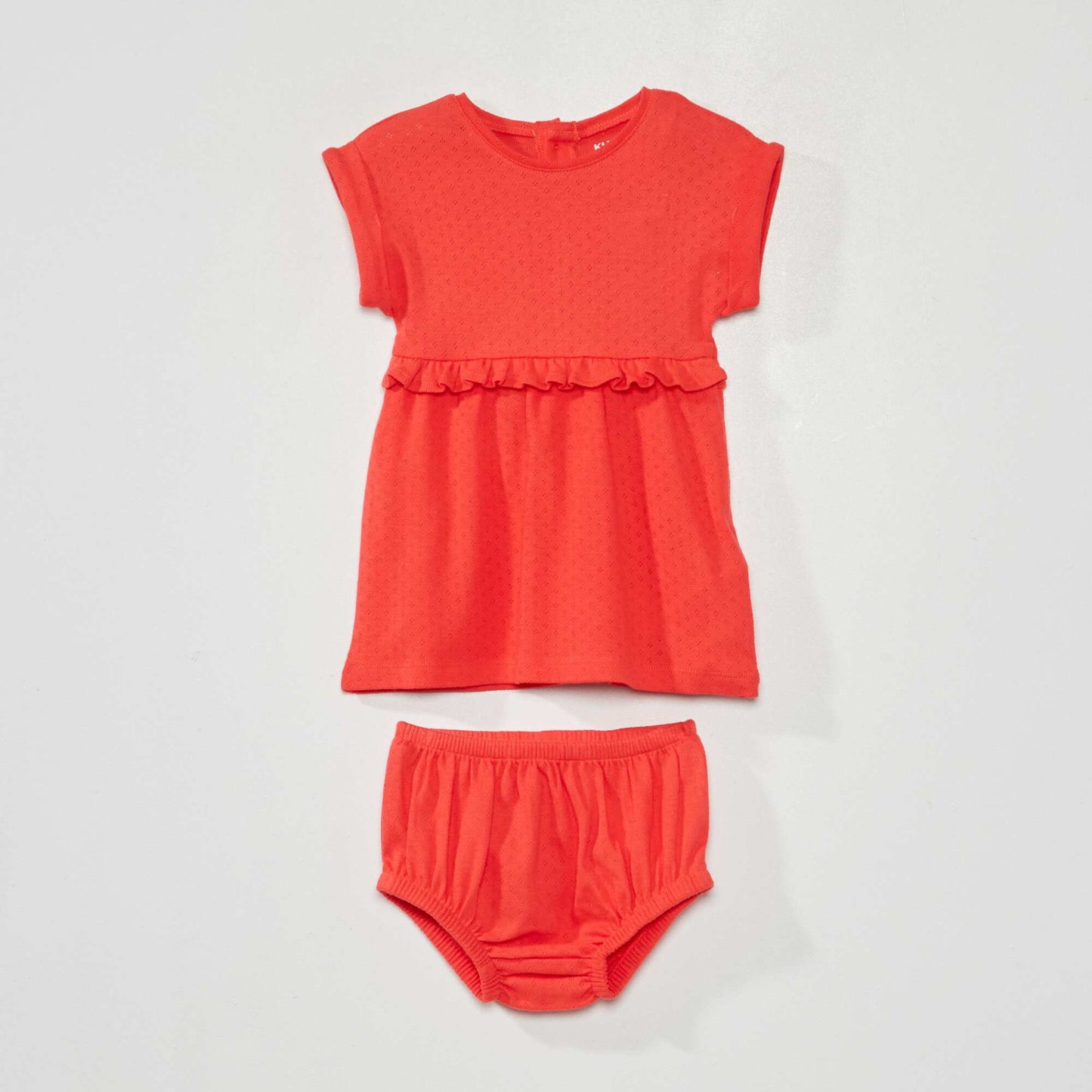 Robe en maille pointelle avec bloomer rouge cayenne