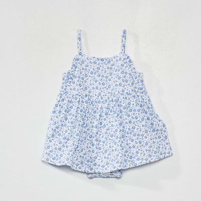 Robe body fines bretelles Blanc/bleu
