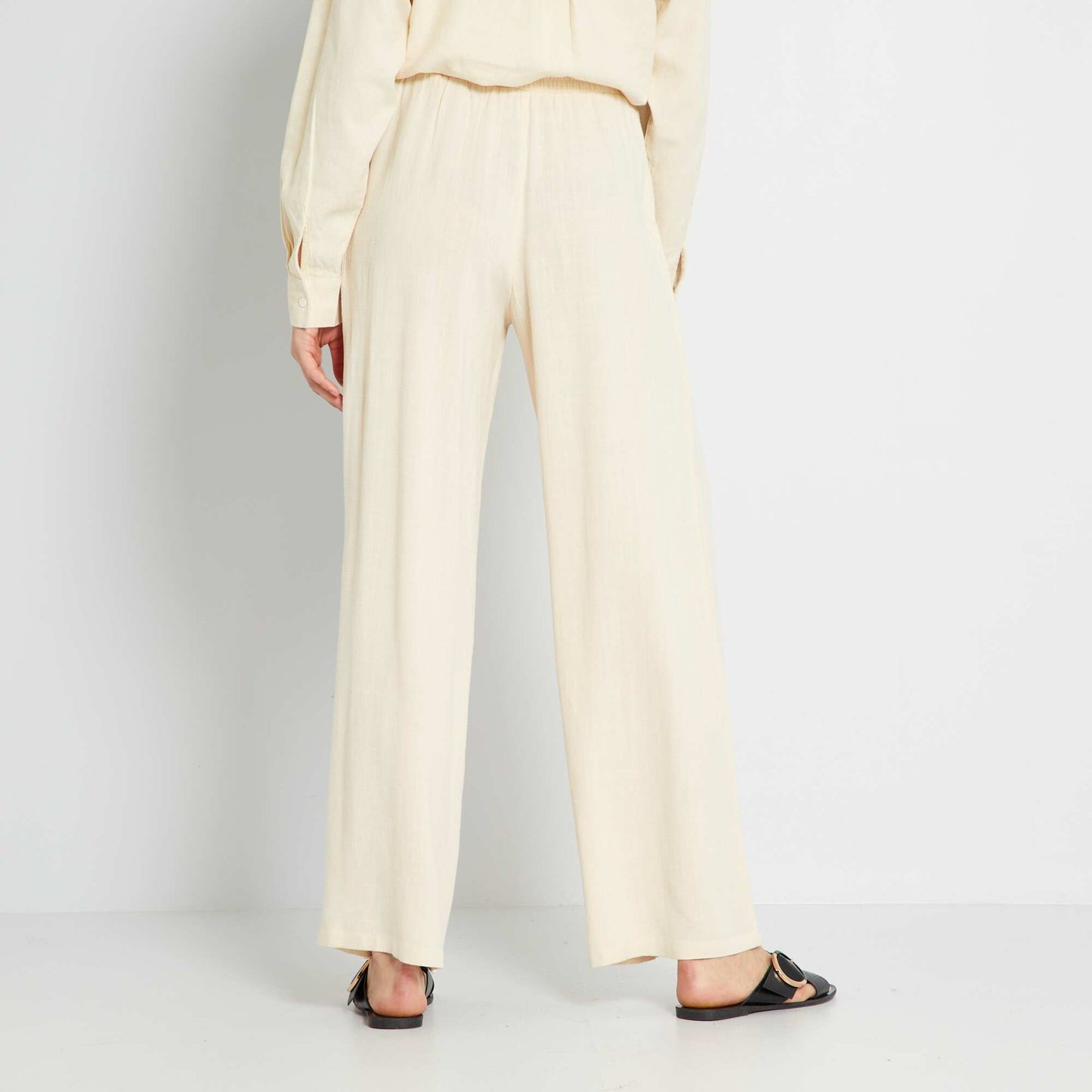 Pantalon droit avec lin Beige