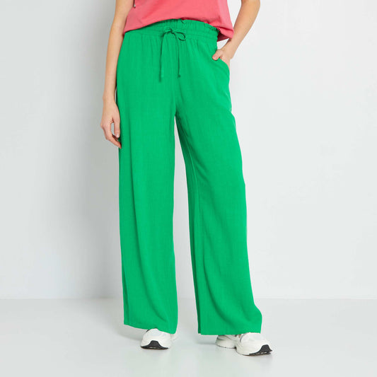 Pantalon droit avec lin vert jardin