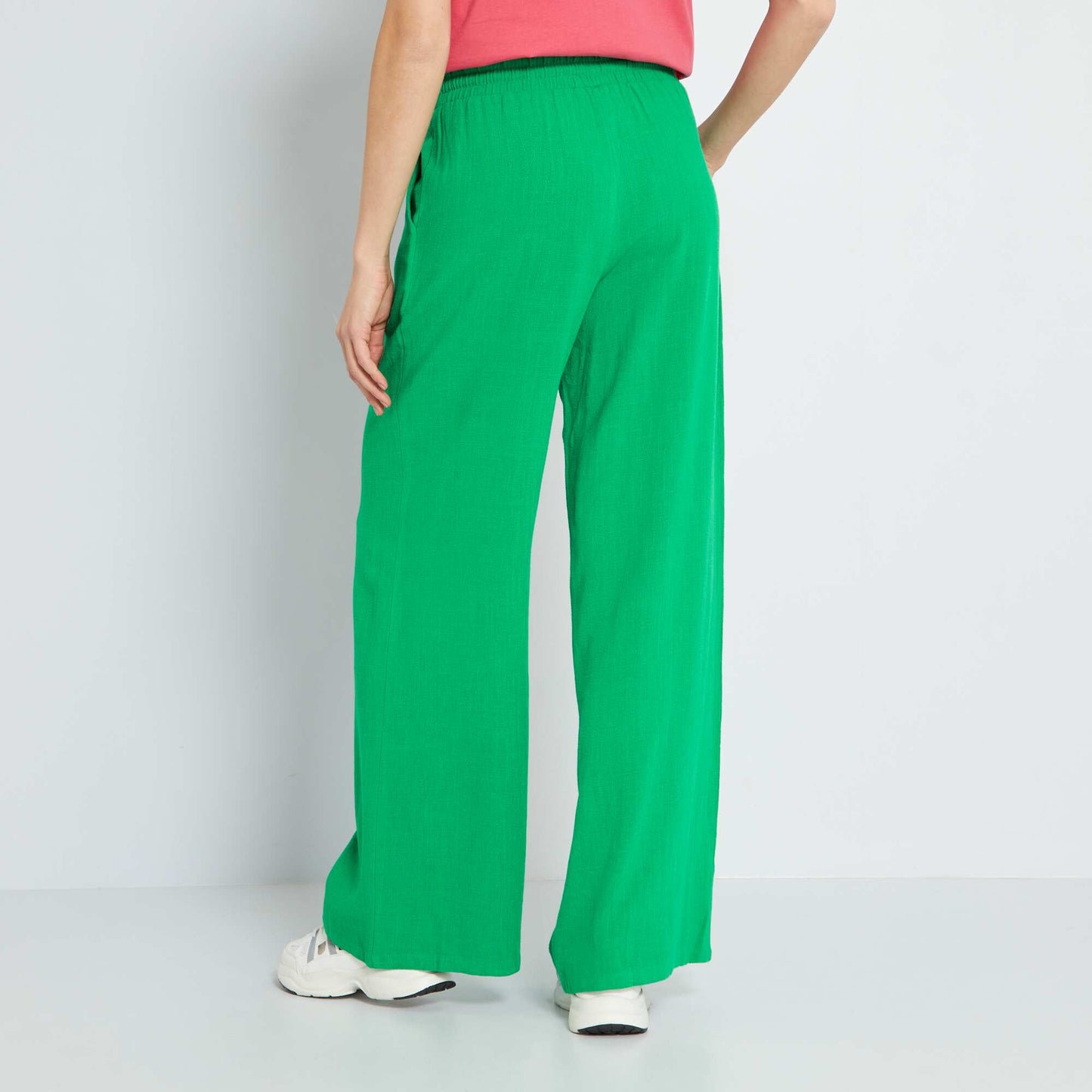 Pantalon droit avec lin vert jardin