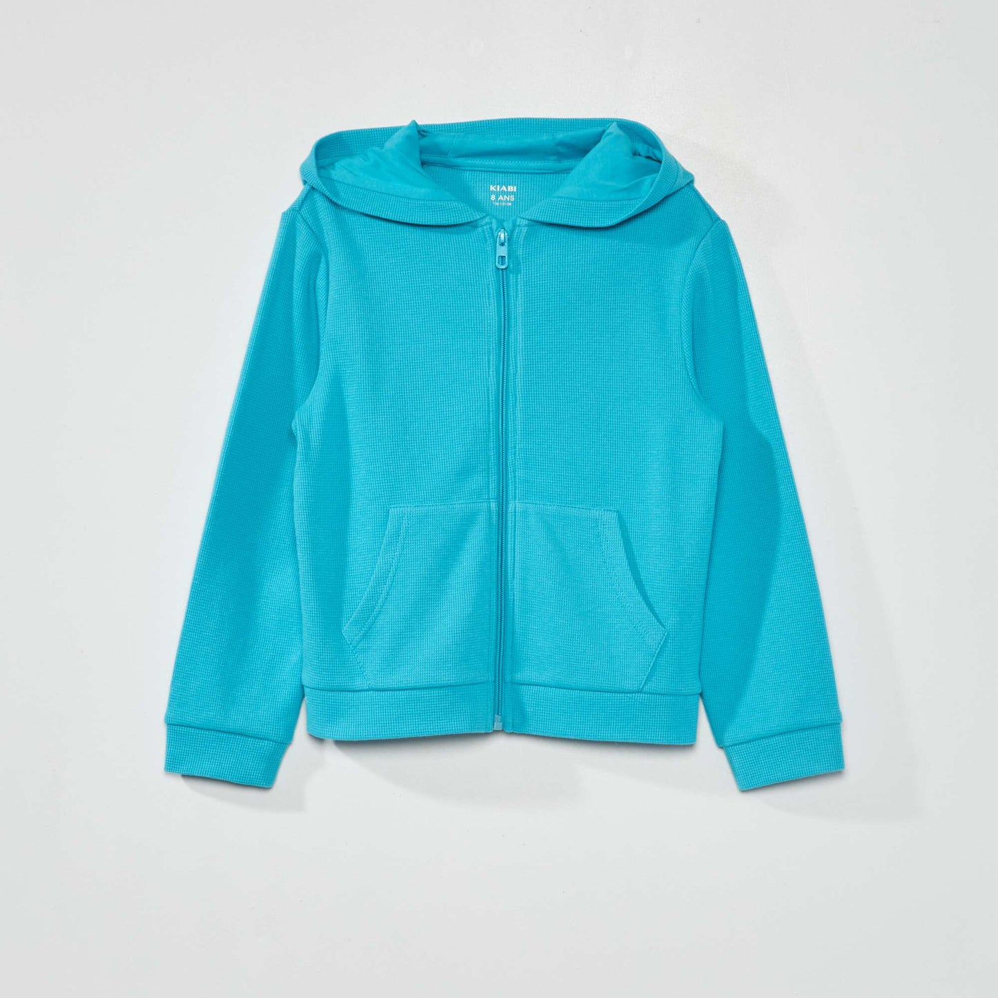 Sweat zipp en maille gaufr e turquoise