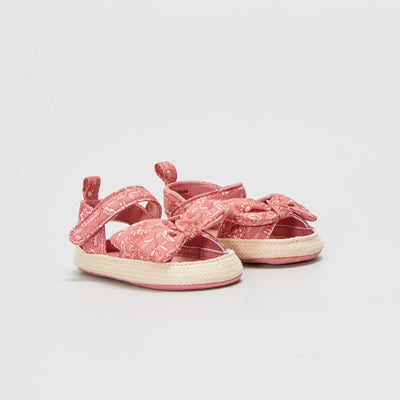Sandales en voile de coton scratchs Rose