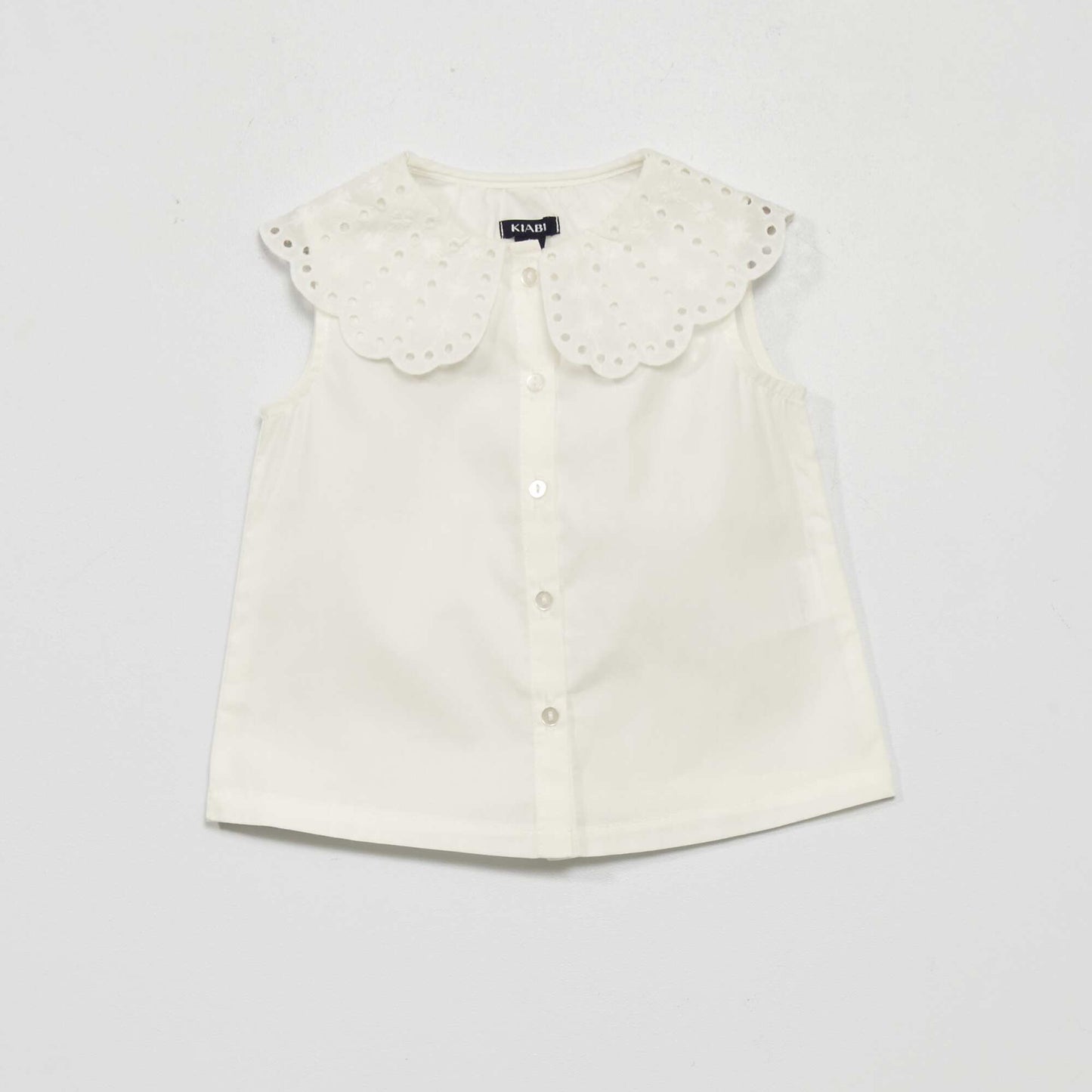 Blouse sans manches en popeline blanc