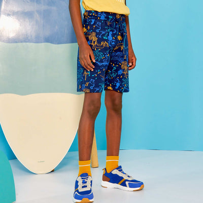 Bermuda en jersey imprim Bleu