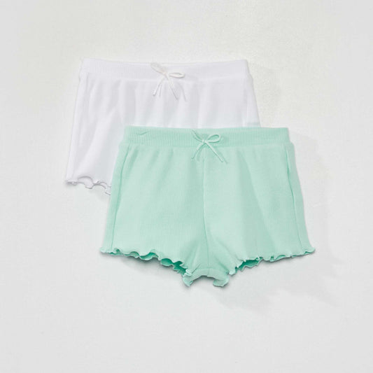 Lot de 2 shorts c tel bord ondul blanc/vert