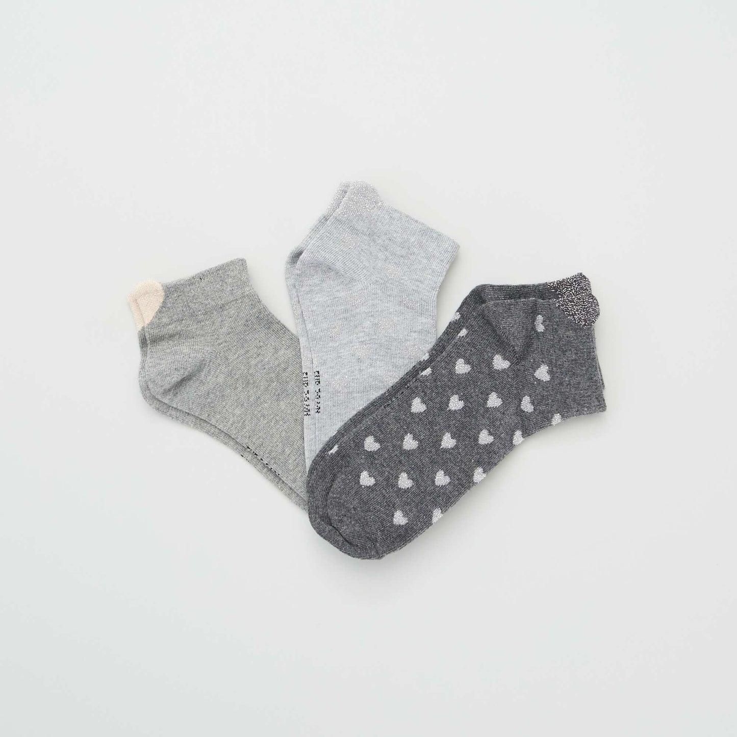 Chaussettes 'coeur' - Lot de 3 Gris