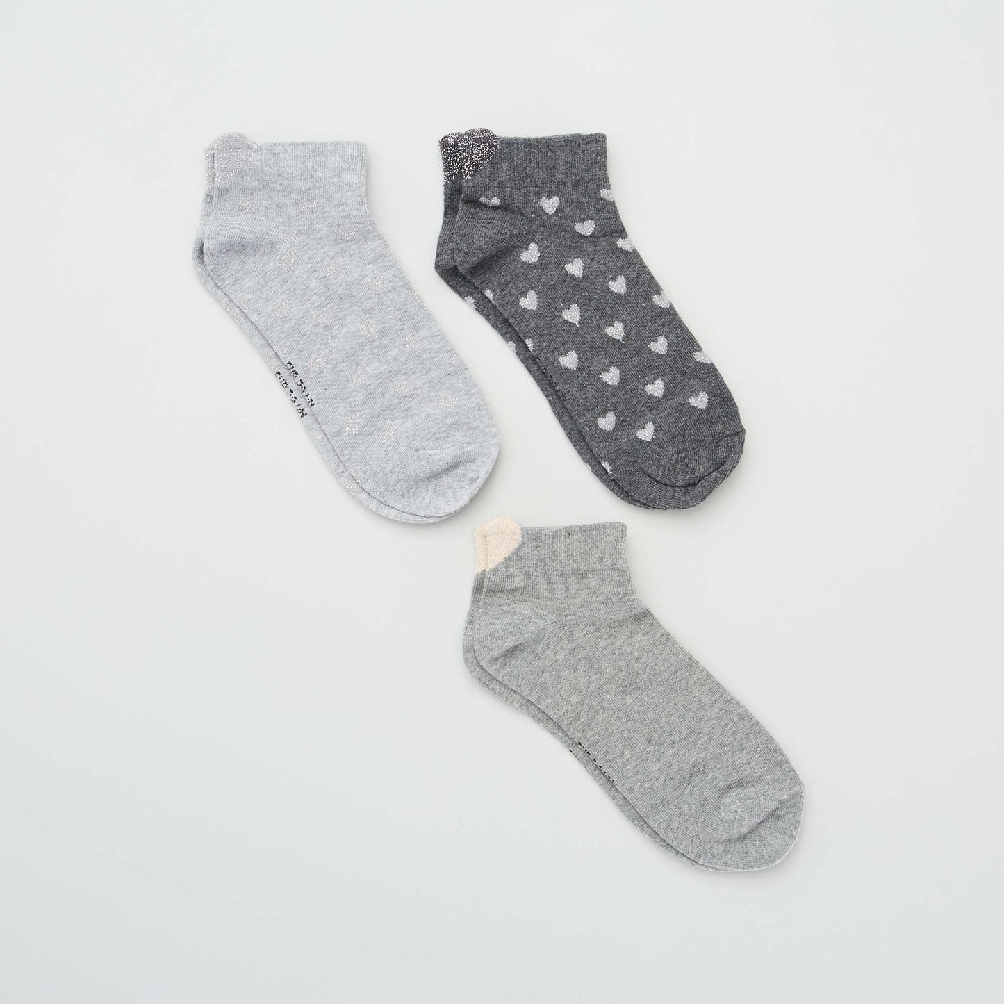 Chaussettes 'coeur' - Lot de 3 Gris