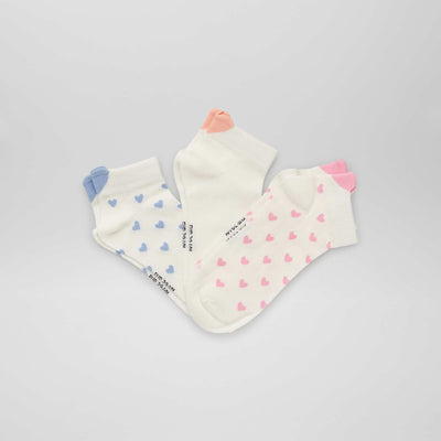 Chaussettes 'coeur' - Lot de 3 Blanc