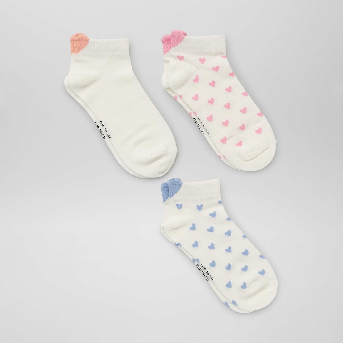 Chaussettes 'coeur' - Lot de 3 Blanc