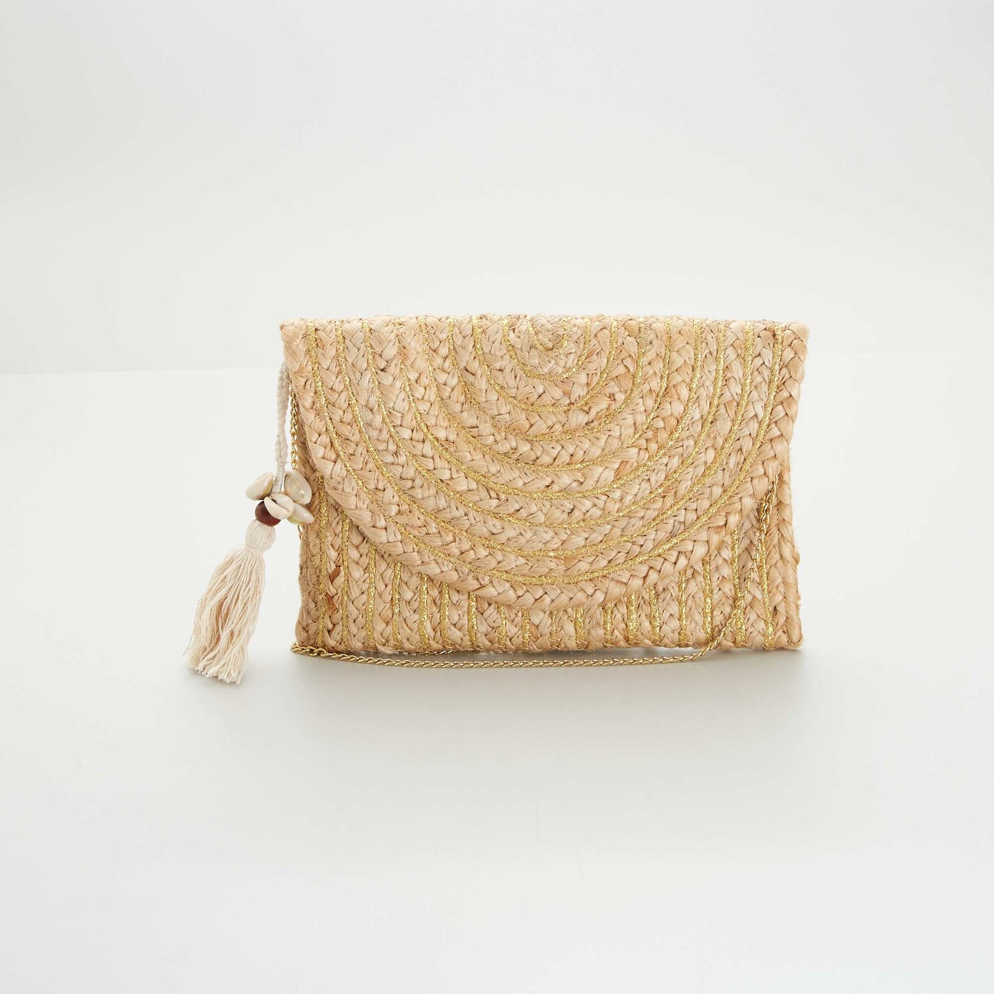 Pochette en raphia avec anse Beige