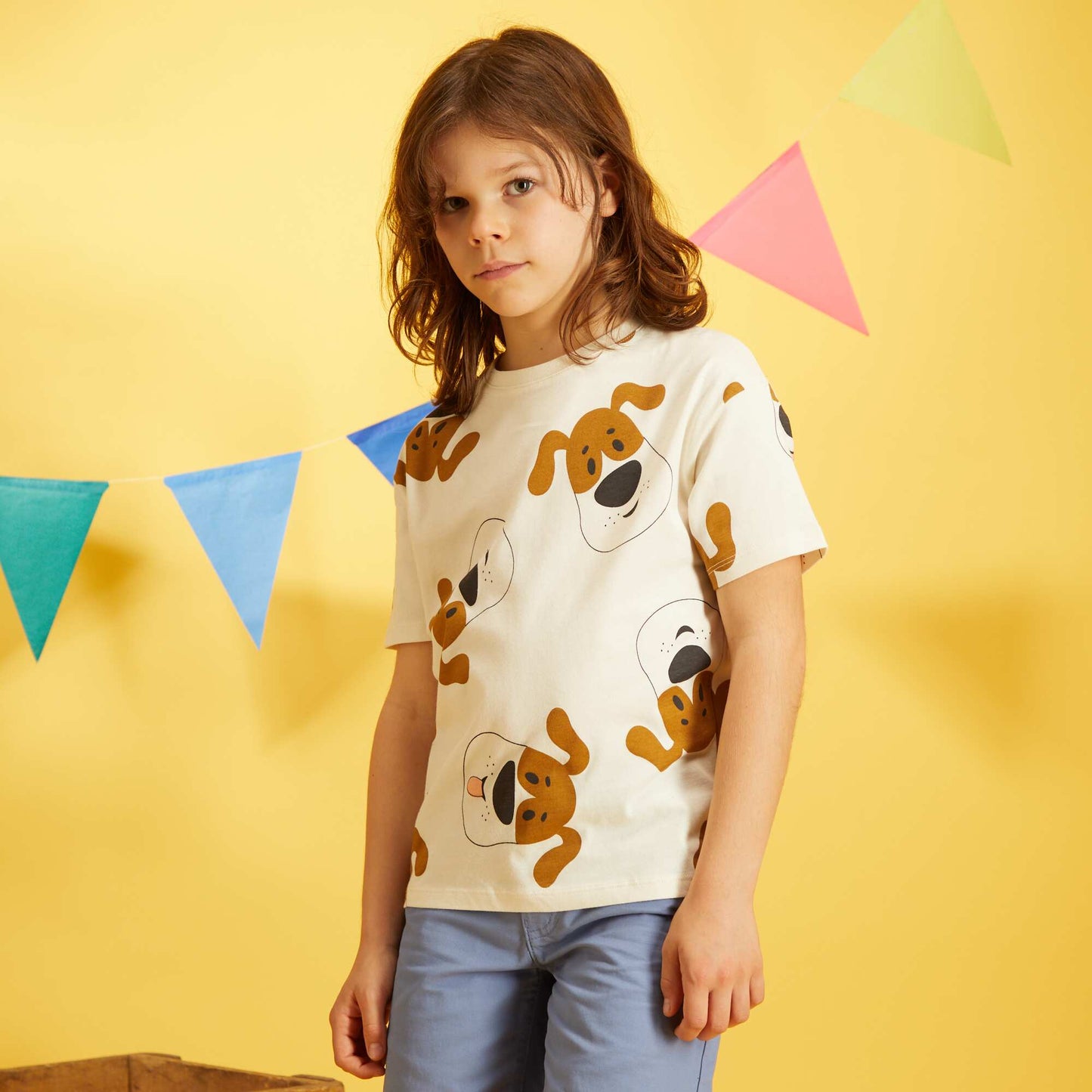 T-shirt motif 'chien' all-over Beige