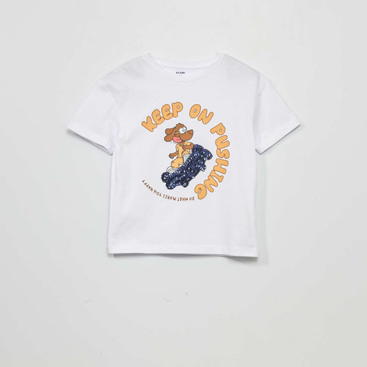 T-shirt motif 'chien' blanc