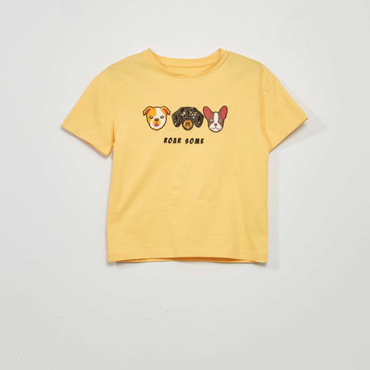 T-shirt motif 'chien' all-over Jaune