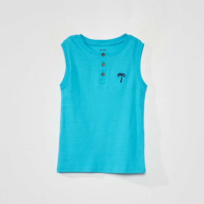 D bardeur de plage avec palmier brod Bleu