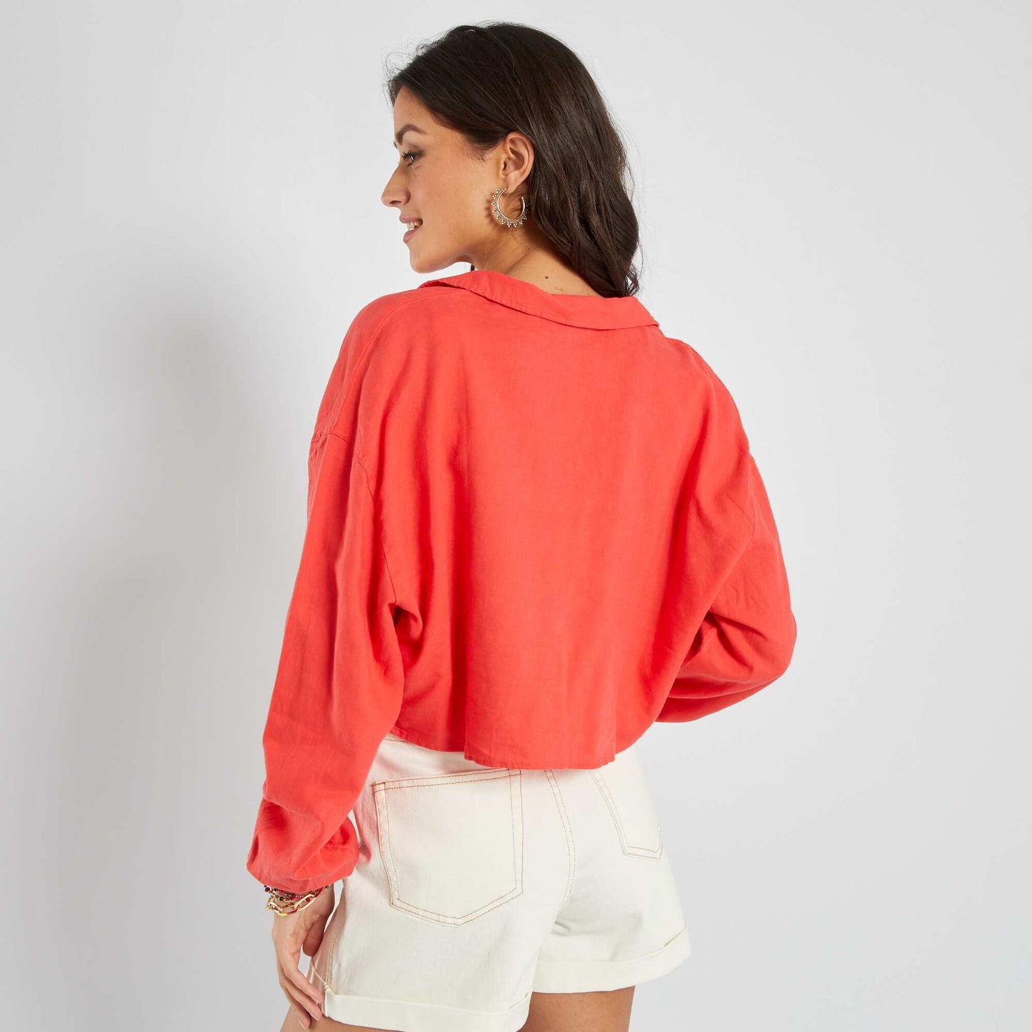 Blouse cropped col V Rouge