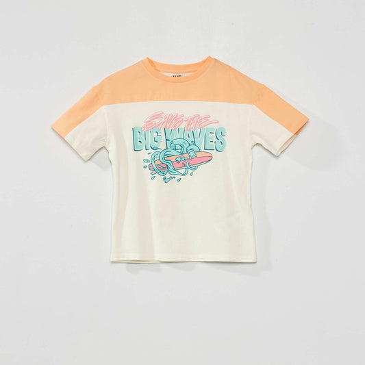 T-shirt avec imprim Orange/blanc/bleu