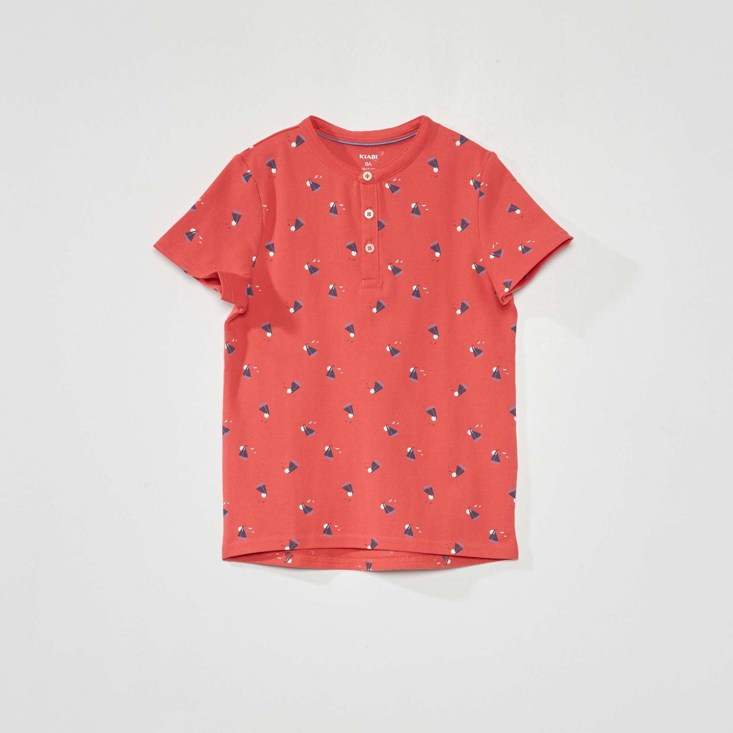 Polo en piqu de coton col mao Rouge