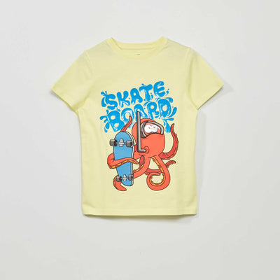 Tee-shirt imprim avec sequins r versibles Jaune