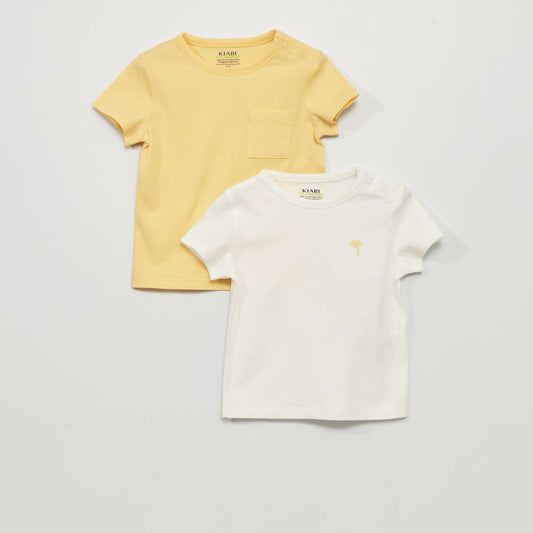 Lot de 2 t-shirts unis Blanc/jaune