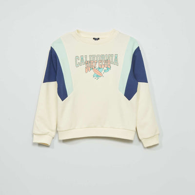 Sweat color-block 'Caliornia Surf Club' Beige