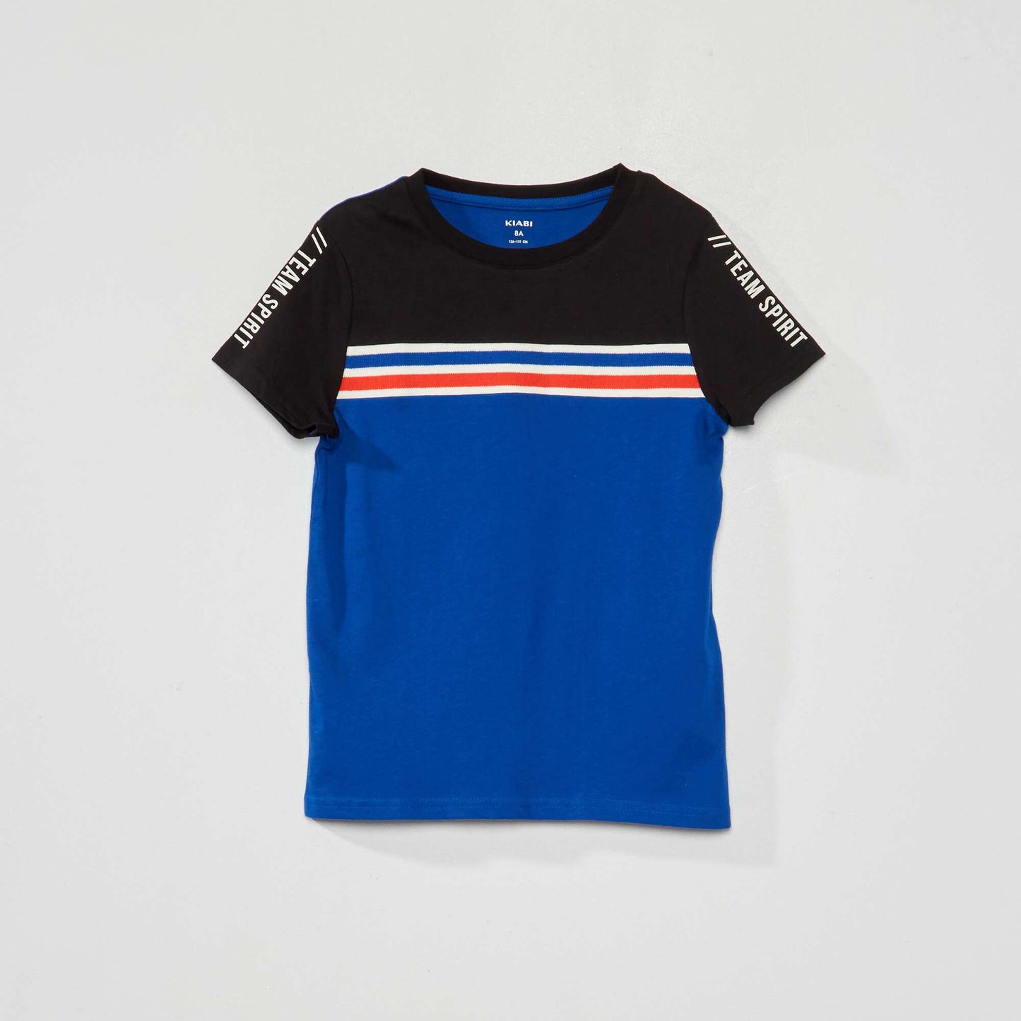 T-shirt en jersey color-block Noir/bleu