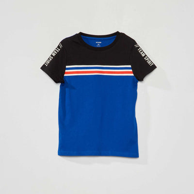 T-shirt en jersey color-block Noir/bleu