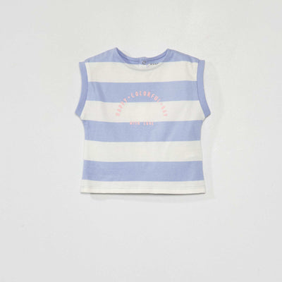 Tee-shirt rayures avec message fantaisie ray bleu