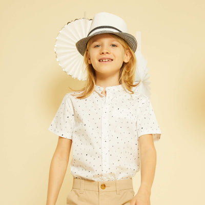 Chemise manches courtes Blanc motifs