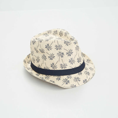 Chapeau de paille 'palmiers' BEIGE