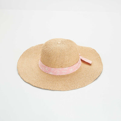 Chapeau de paille Rose