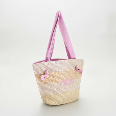 Sace en raphia paillet Rose
