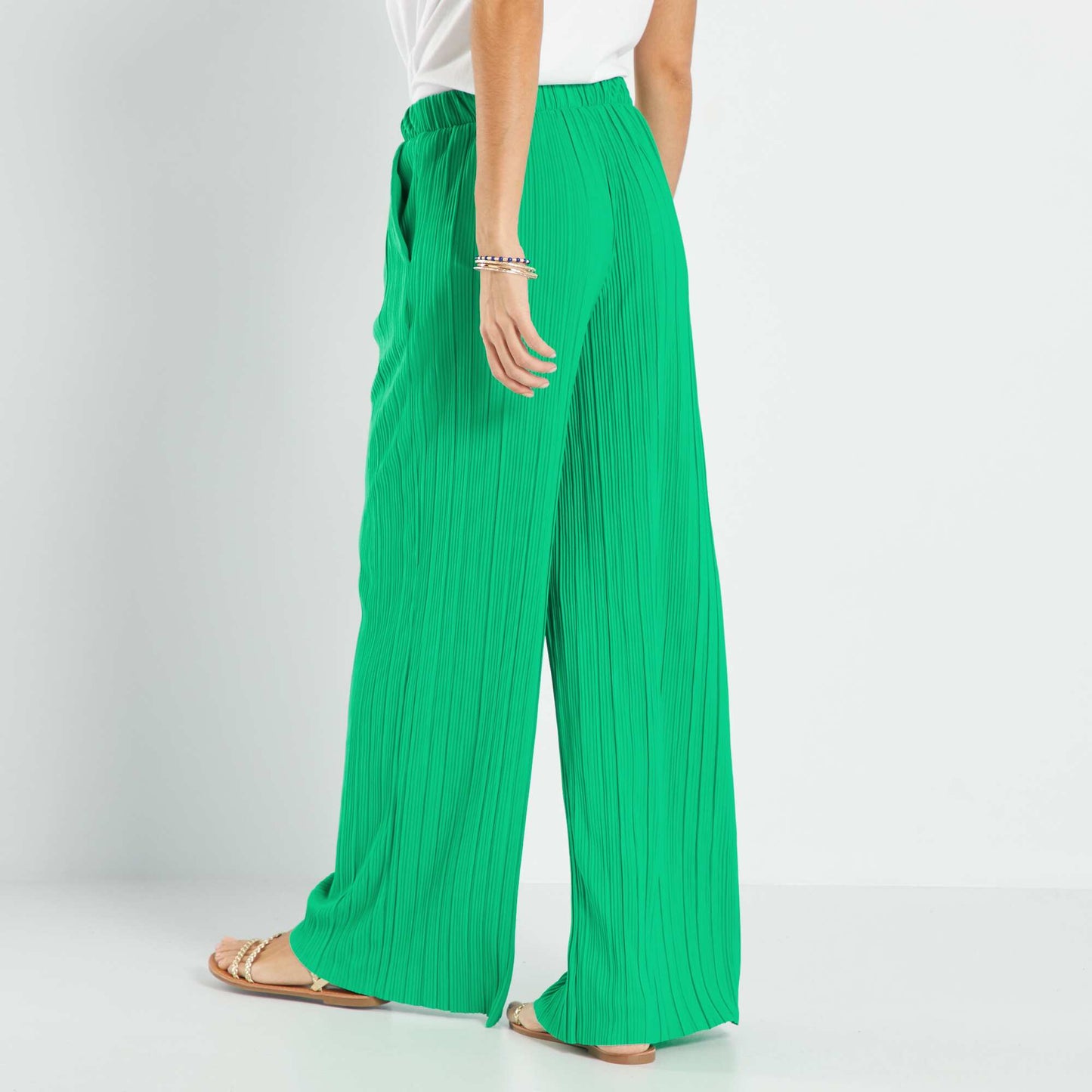 Pantalon large pliss Vert