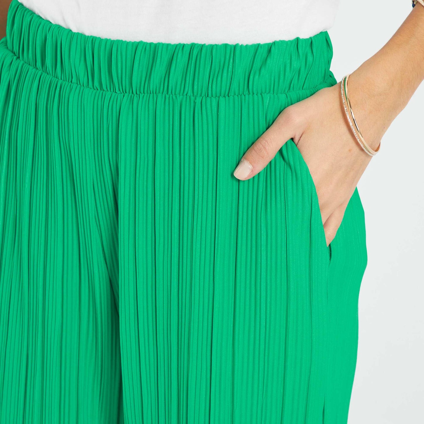 Pantalon large pliss Vert