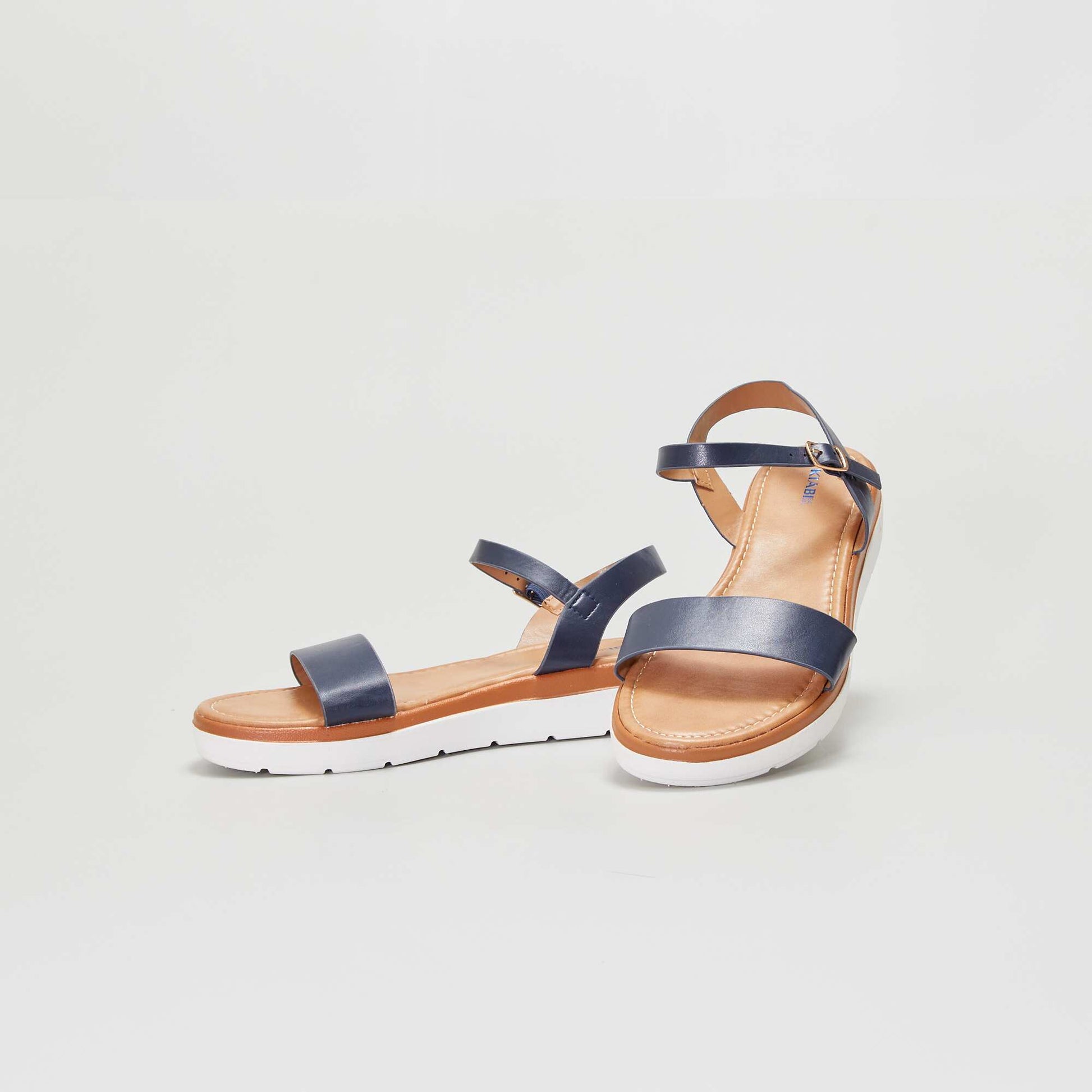Sandales plates larges brides Bleu marine