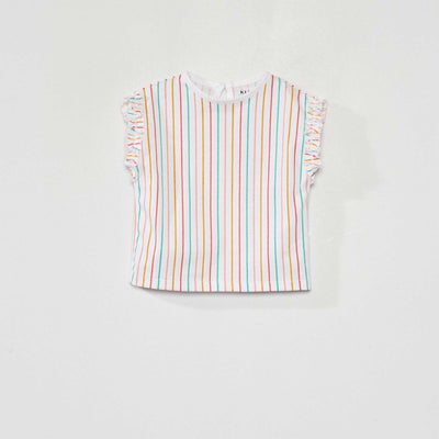 Lot de 2 tee-shirts avec fronces volant es Rose/ray