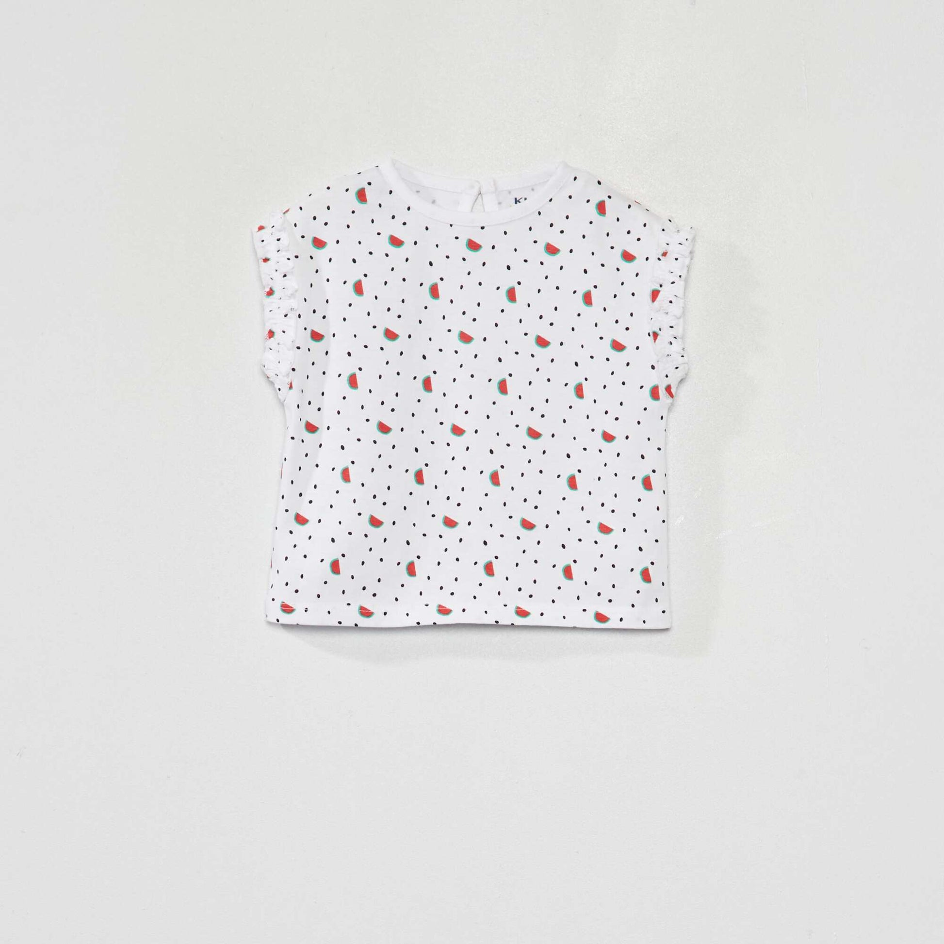 Lot de 2 tee-shirts avec fronces volant es Blanc/rouge