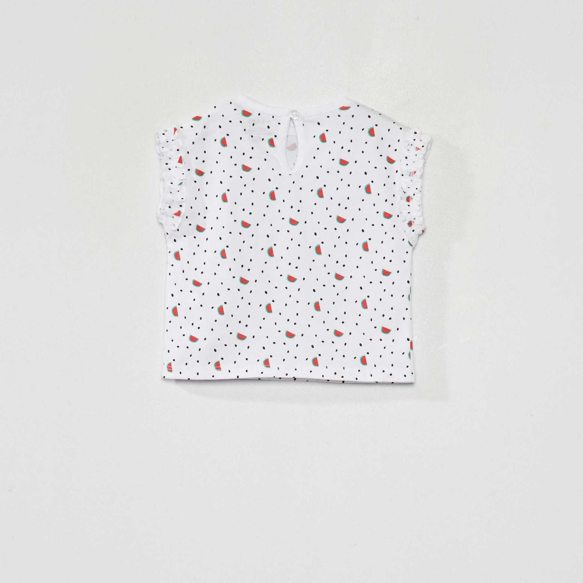 Lot de 2 tee-shirts avec fronces volant es Blanc/rouge