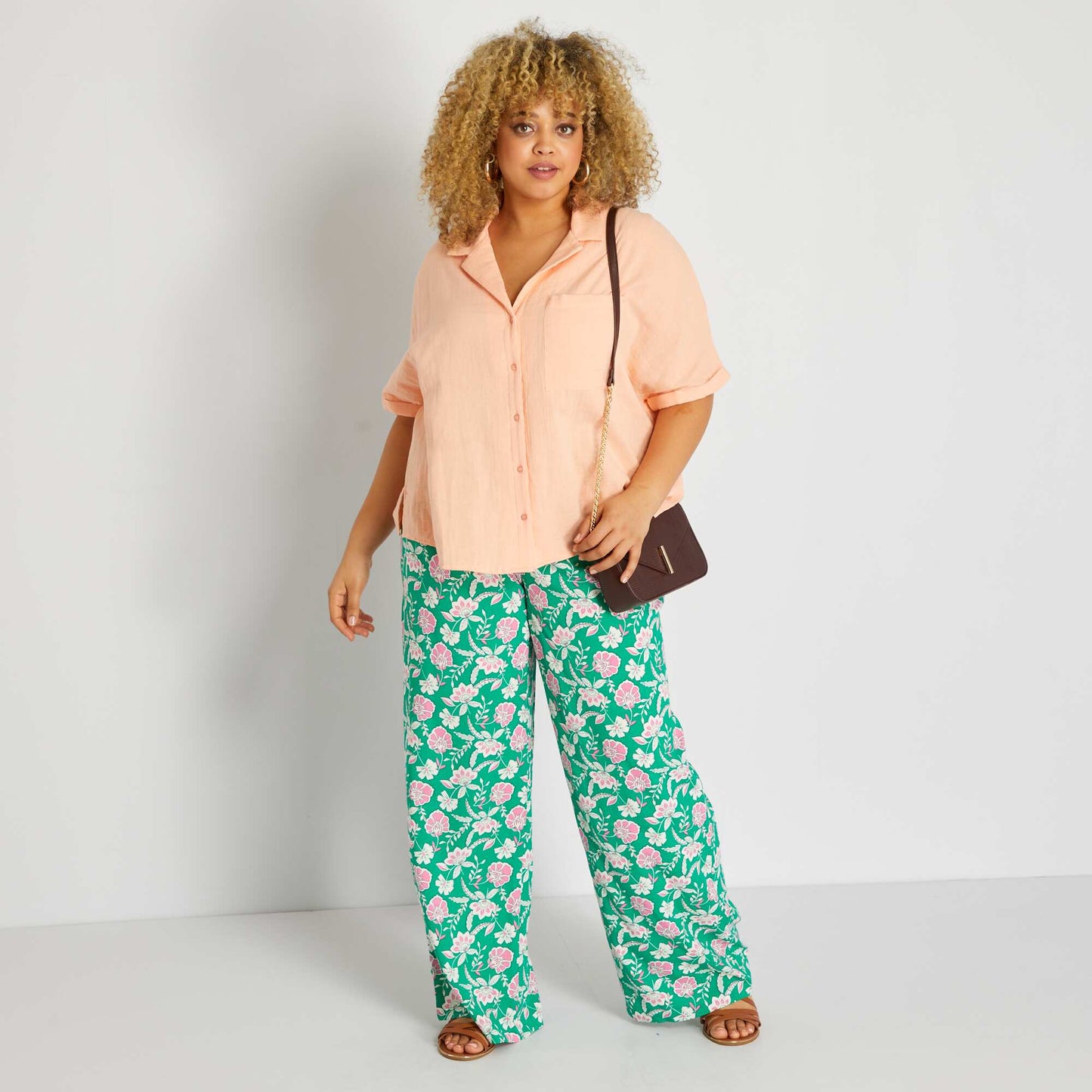 Pantalon large avec imprim Vert