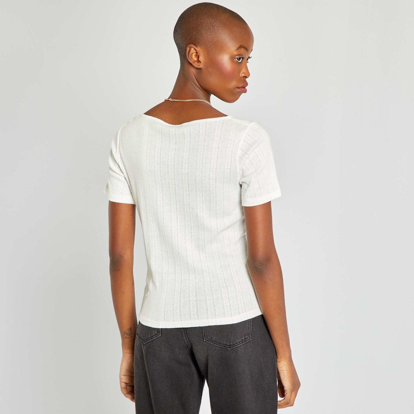 T-shirt en maille pointelle blanc